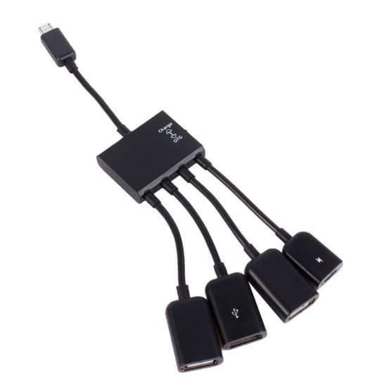 Хаб USB OTG Lapara 3 порти USB 2.0 + 1 порт MicroUSB мультифункц. для смартфонів та планшетів чорний