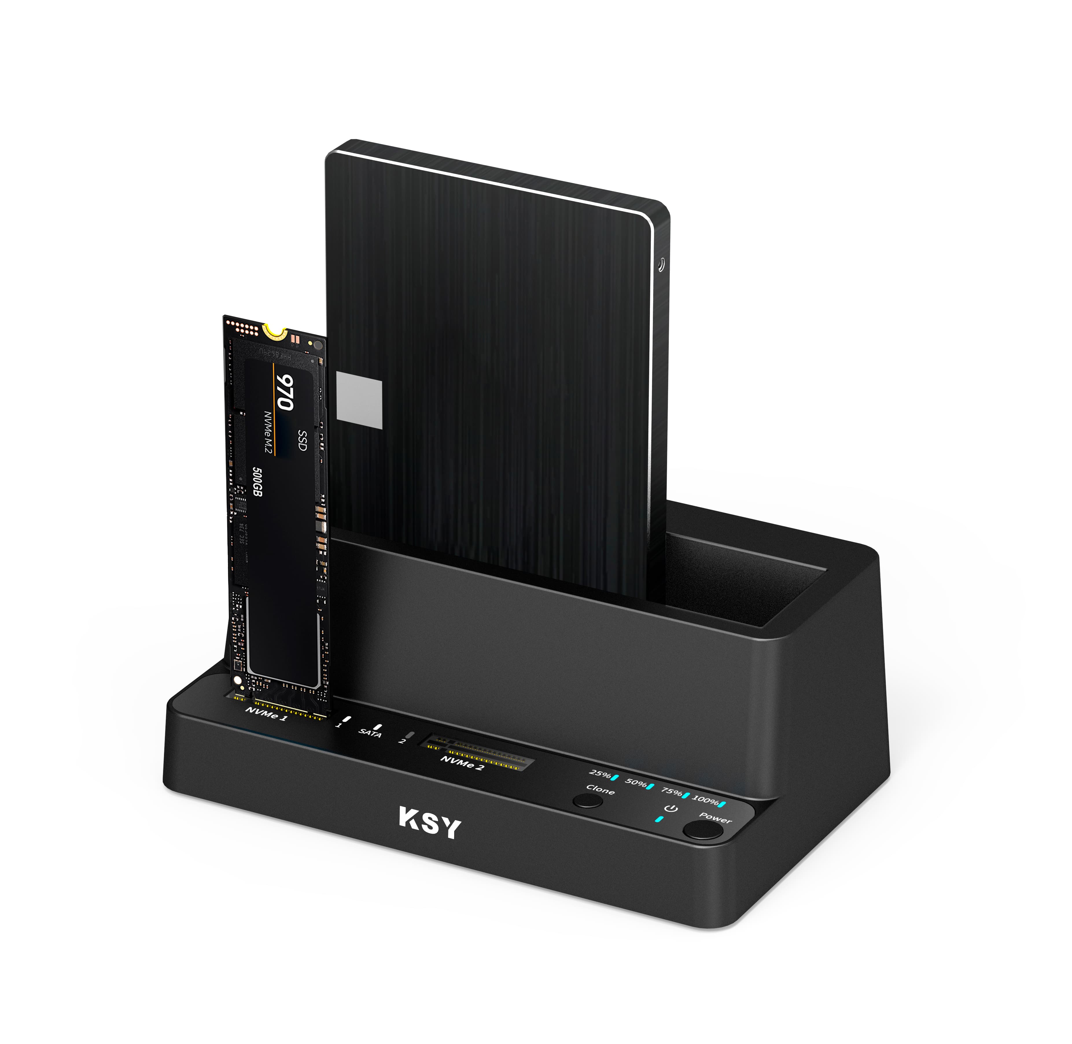 Док-станція клонір. Maiwo для 2*NVMe M.2 SSD і 1*HDD 2,5"/3,5" SATA/SSD - USB3.2 Gen2 чорна