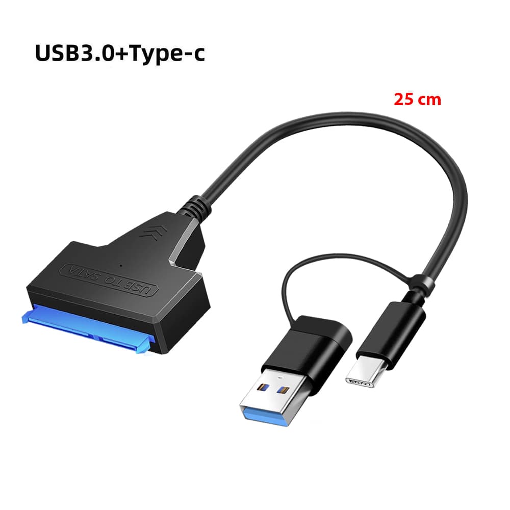 Адаптер Dynamode для підключення HDD 2,5" SATA II/III / SSD до портів USB 3.0 Type-A /Type-C, чорний