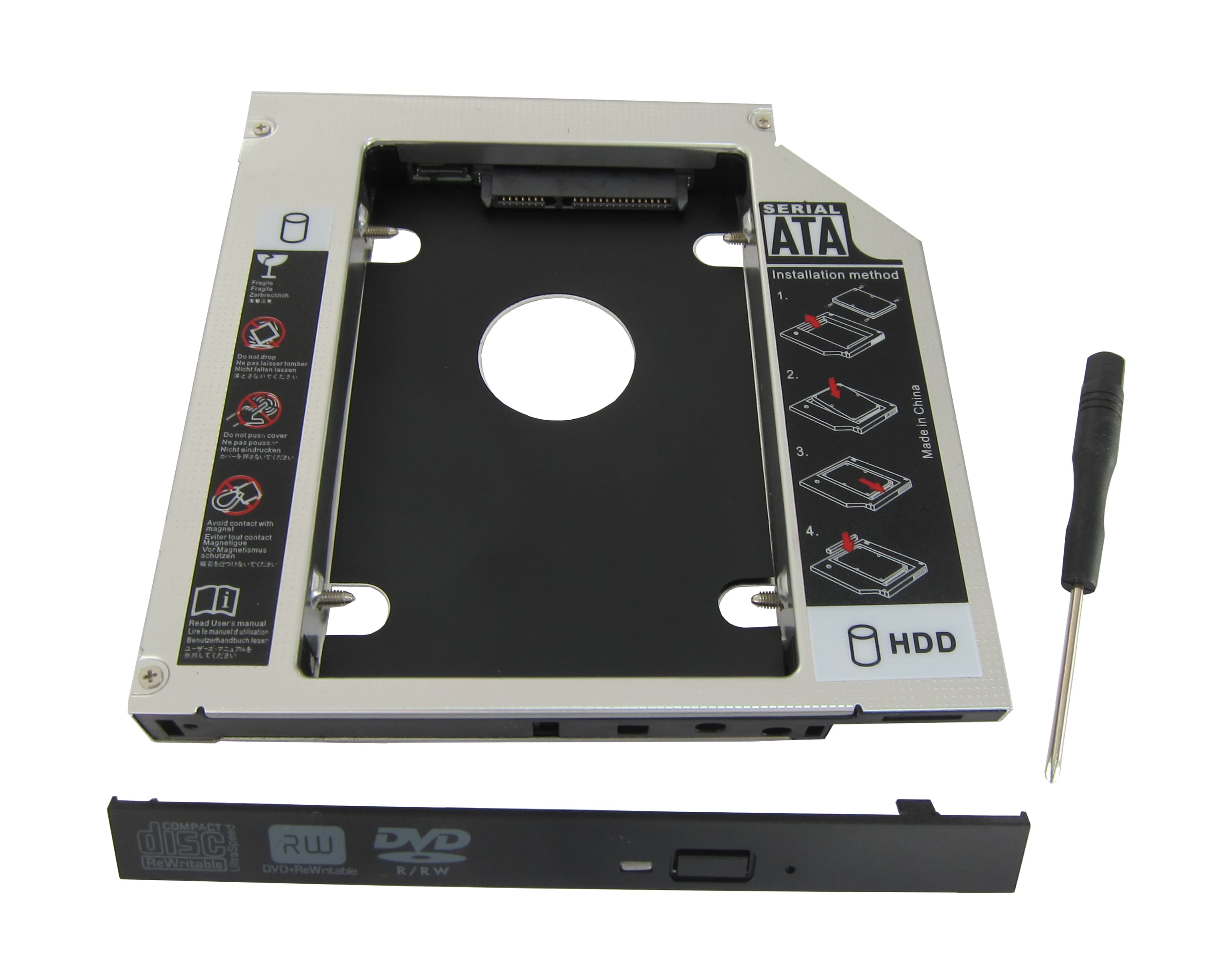 Кишеня-адаптер Maiwo для підключ. 2,5" HDD/SSD SATA3 у відсік приводу ноутбука товщ.9,5 мм, алюміній