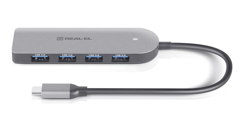 USB-хаб REAL-EL CQ-415 USB Type-C 4-в-1