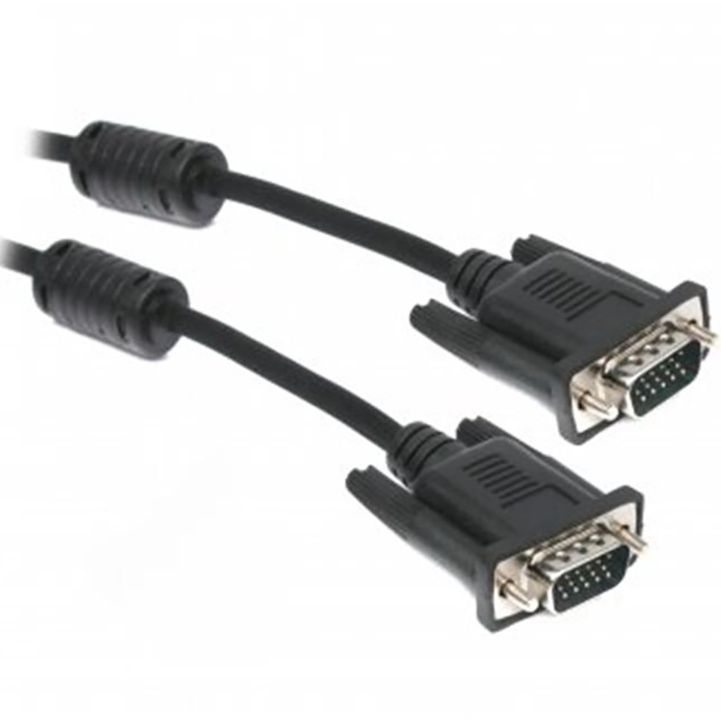 Кабель Maxxter (V-VGA-6) VGA-VGA HD15M/HD15M 3+4C, с 2-мя фер, 1.8м, чорний