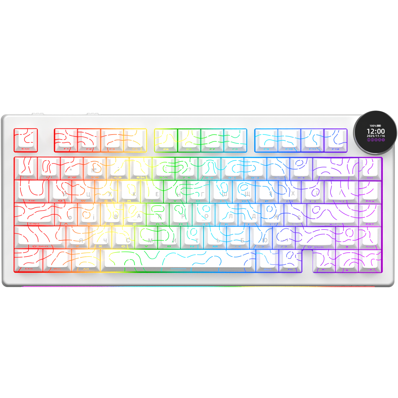 Клавіатура бездротова Ajazz AK820 V2 White Peach Switch White (AK820-V2-WP-S-W)