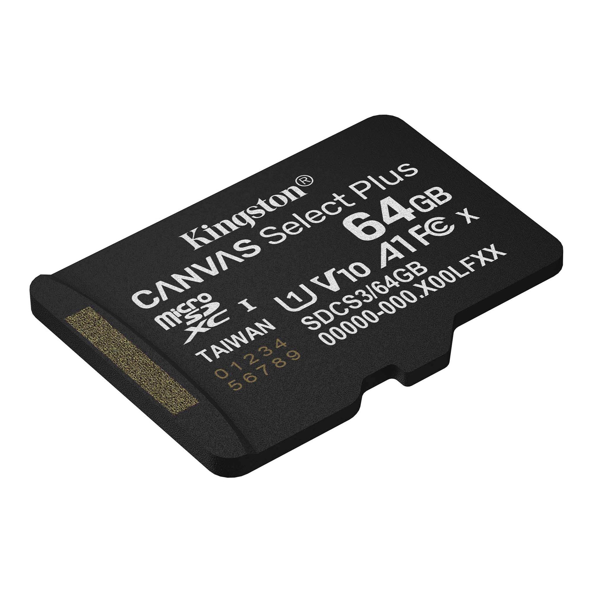 Карта пам`яті MicroSDXC 64GB UHS-I Class 10 Kingston Canvas Select Plus R100MB/s (SDCS3/64GBSP)