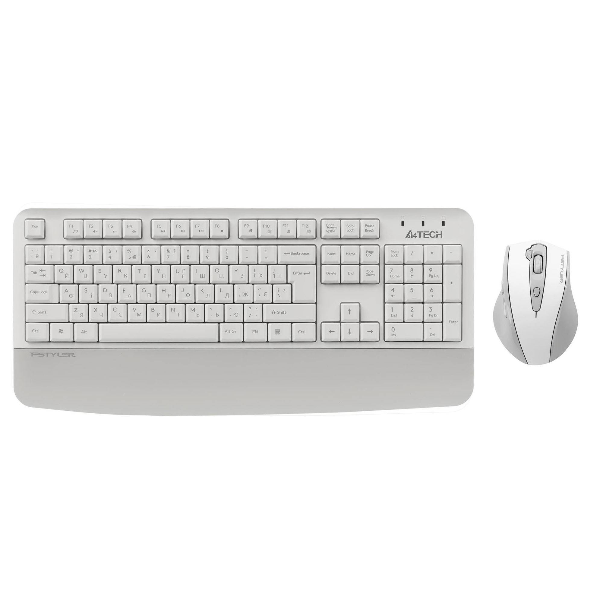 Комплект (клавіатура, миша) бездротовий A4Tech Fstyler FG2500S Plus White