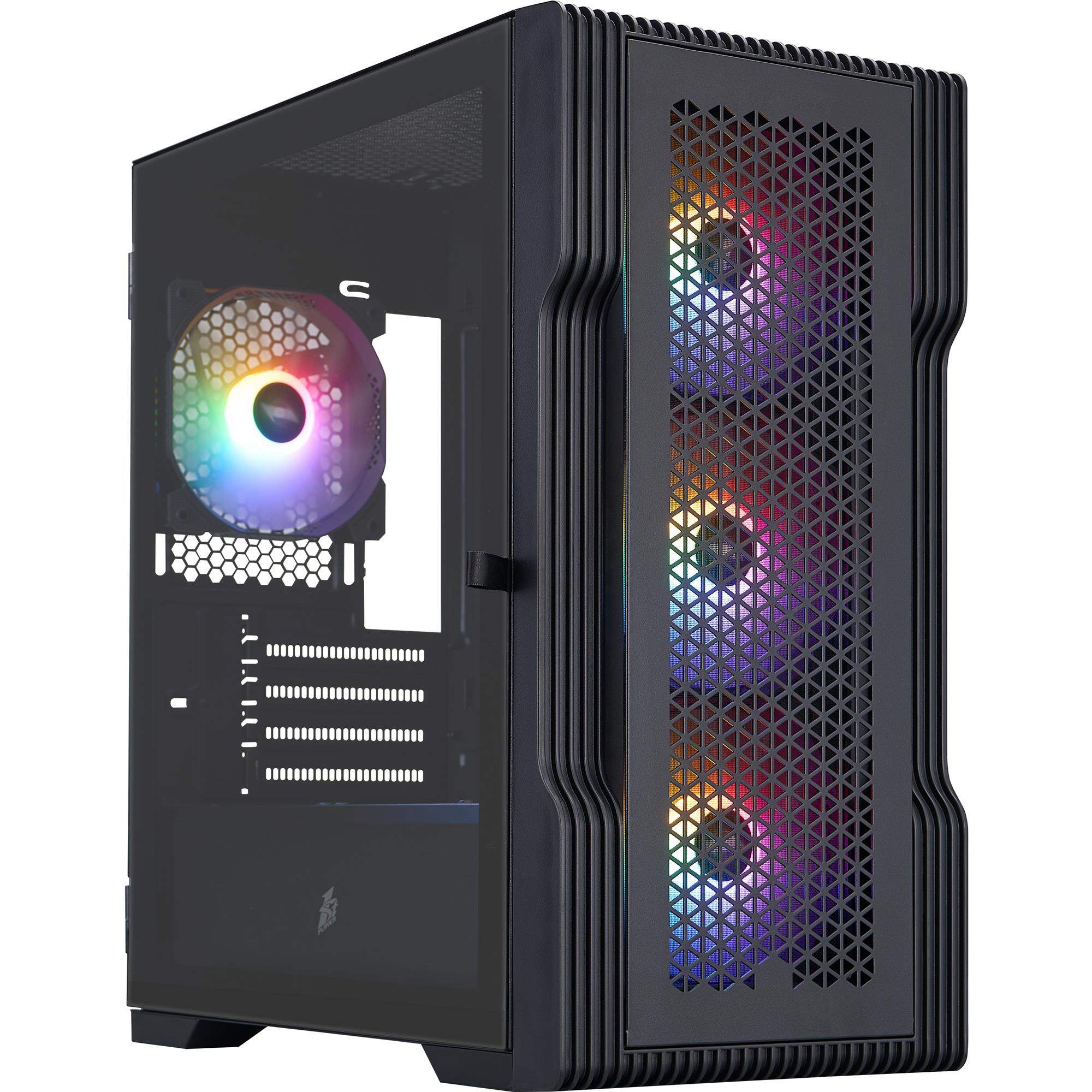 Корпус 1stPlayer T3-BK-4F1 Black без БЖ