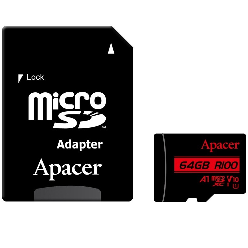 Карта пам`ятi MicroSDHC 64GB UHS-I Class 10 Apacer + SD adapter (AP64GMCSX10UB-R)
