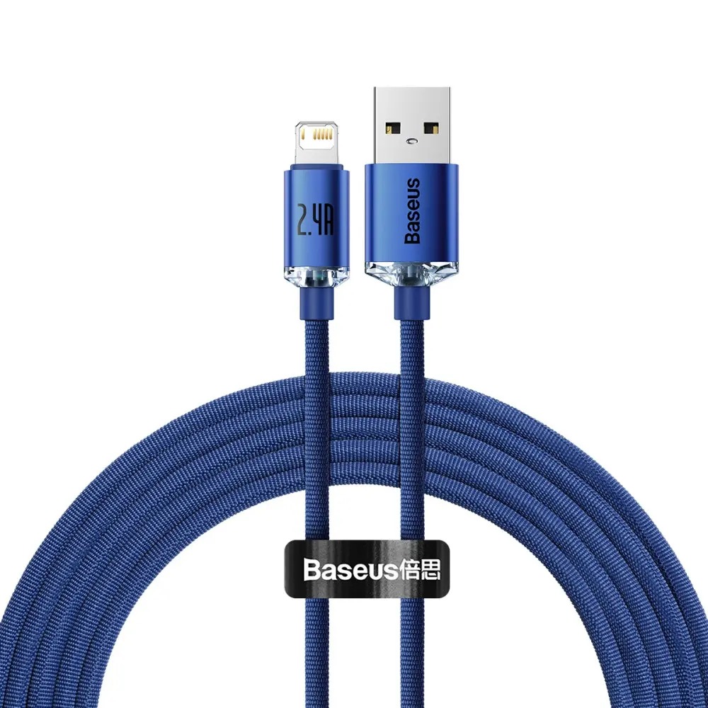 Кабель Baseus Crystal Shine USB - Lightning (M/M), 2.4A, 2 м Blue (CAJY000103)