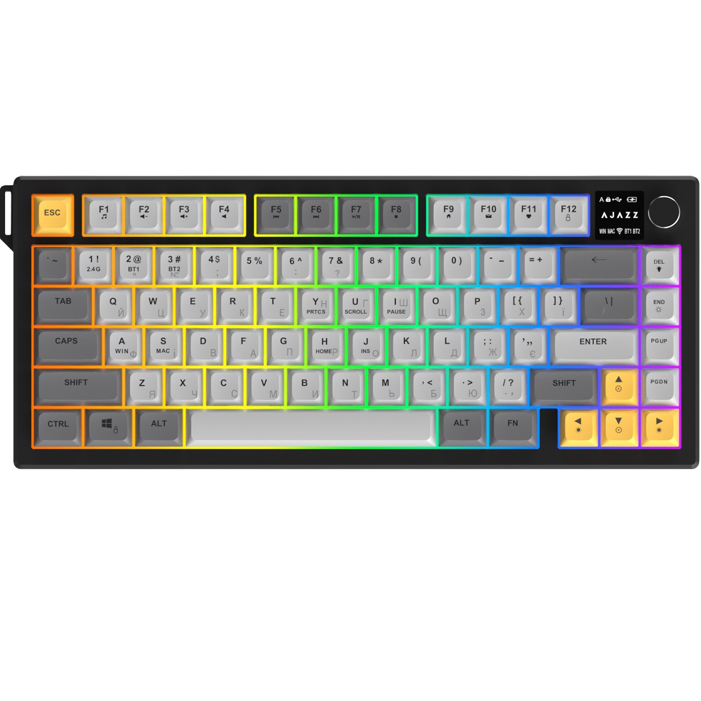 Клавіатура бездротова Ajazz AF82 Black/Gray/Yellow (AF82-BGY)