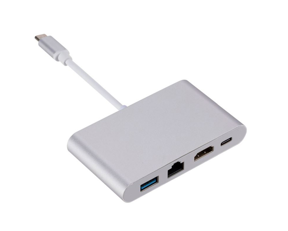 Адаптер Dynamode USB3.1 Type-C to 1хHDMI, 1хRJ-45, 1хUSB 3.0, 1хUSB Type-C Female, р.до 4K 3840x2160