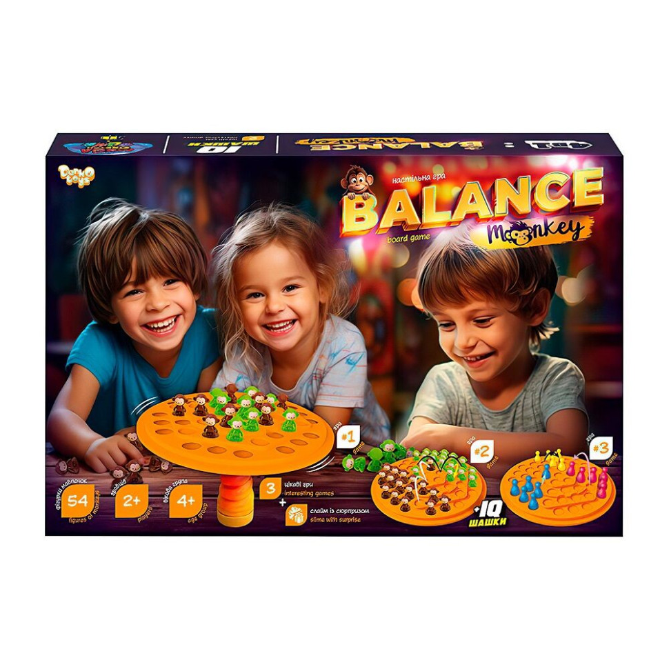 Развивающая настольная игра "Balance Monkey" Danko Toys BalM-02, 54 фигурки обезьянок
