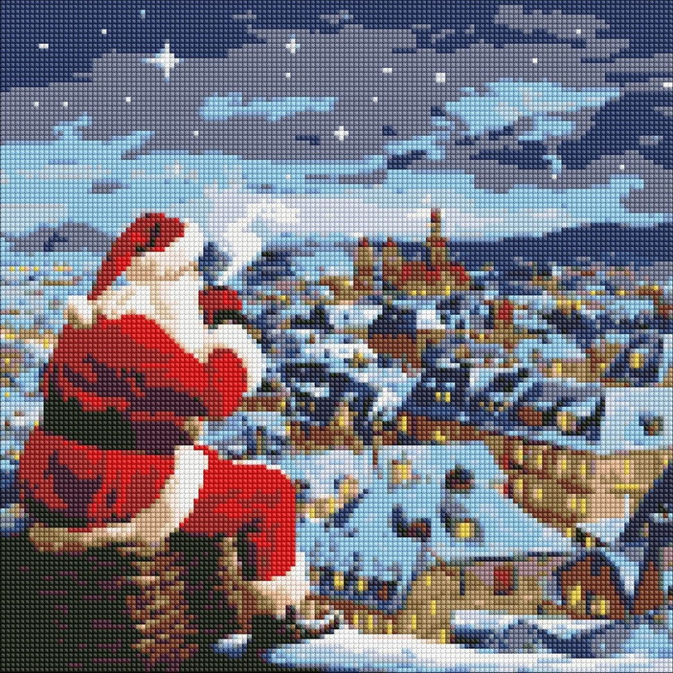 Алмазная мозаика "Рождественская ночь" ©art_selena_ua AMO7826, 40х40 см, с АВ стразами