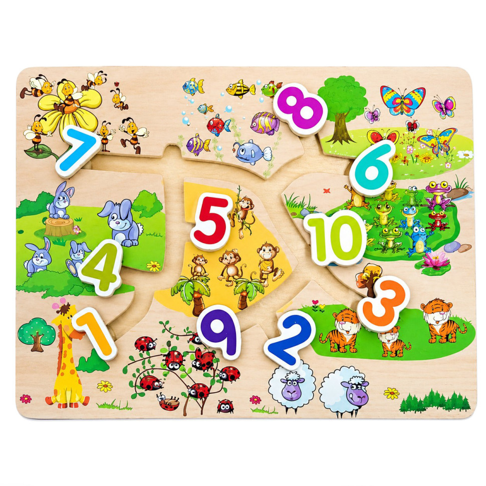 Деревянная игрушка Лабиринт Цифры MD 0817-2 размер 30х22,5 см