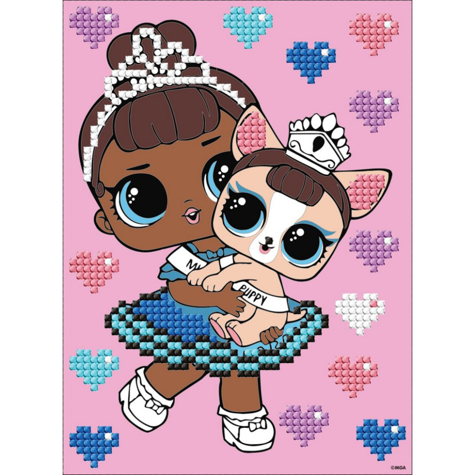 Алмазная мозаика "L.O.L. Surprise! Miss Baby With Miss Puppy" AML1201, 15x20 см 