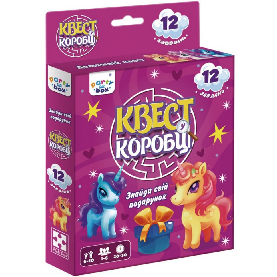 Настольная игра "Квест в коробке Единорожки" VT5902-01 инструкция 12 карточек с заданиями