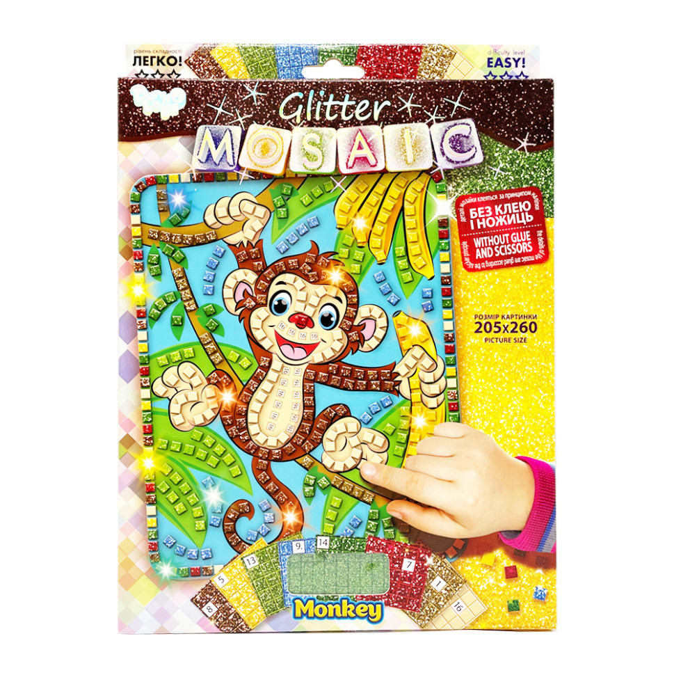 Креативное творчество "Блестящая мозаика: Monkey" БМ-02-03, 20.6х26 см