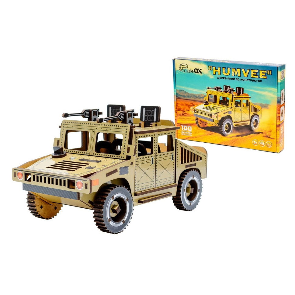 Деревянный 3D конструктор "Humvee" Puz-00927, 100 деталей