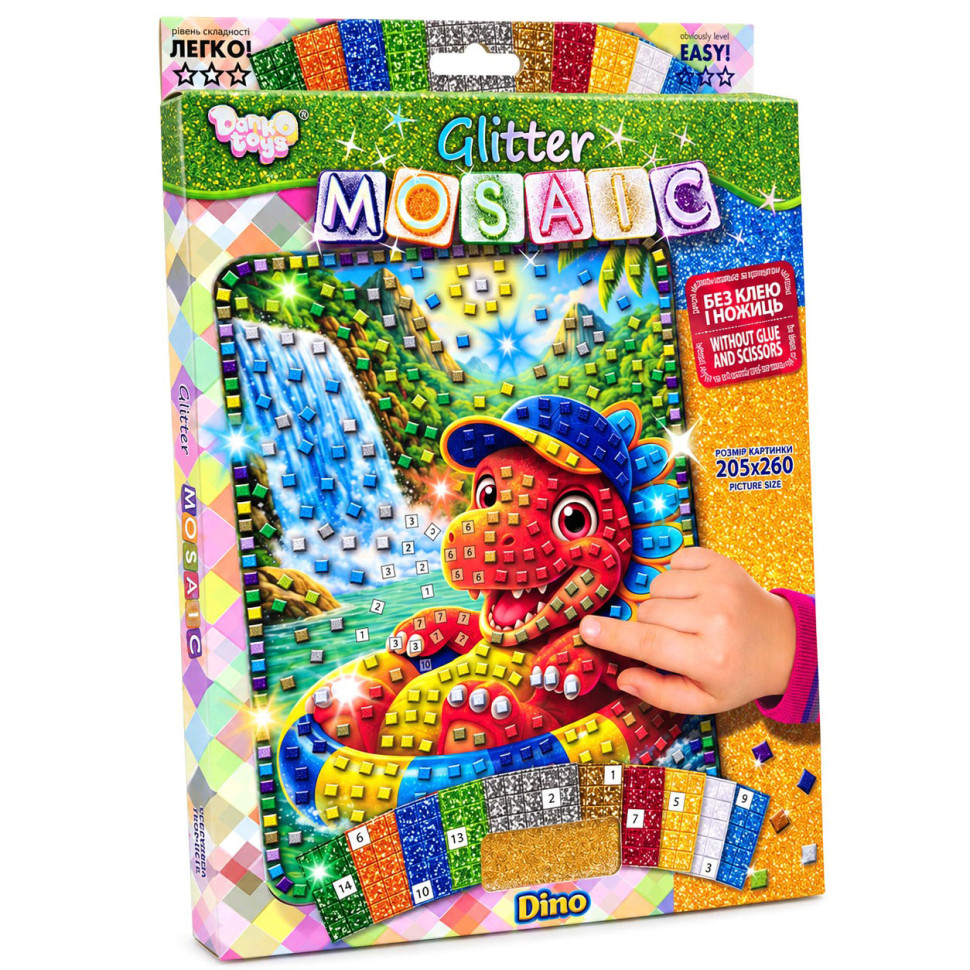 Креативное творчество "Блестящая мозаика Dino" БМ-04-07 серии "Glitter Mosaic"