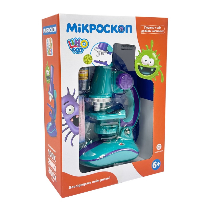 Детский микроскоп SK 0006(Turquoise) свет, 19,5 см, 2 пробирки, стекло