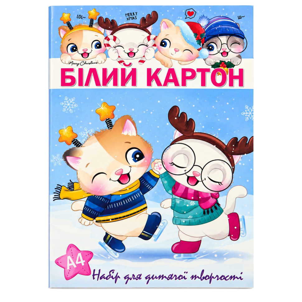 Набор белого картона в папке 11В-019-1 формат А4, 10 листов