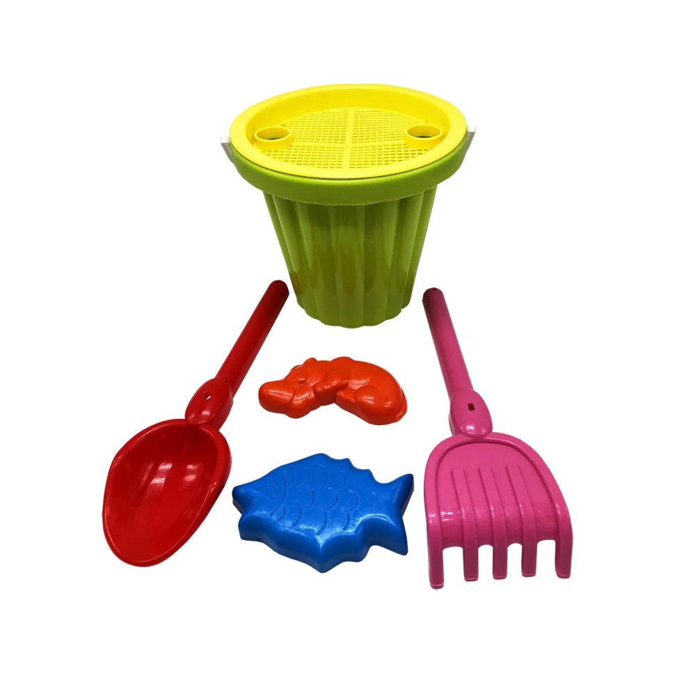 Песочный набор Большой Mtoys S0004 лопатка, грабли и две пасочки Зеленый