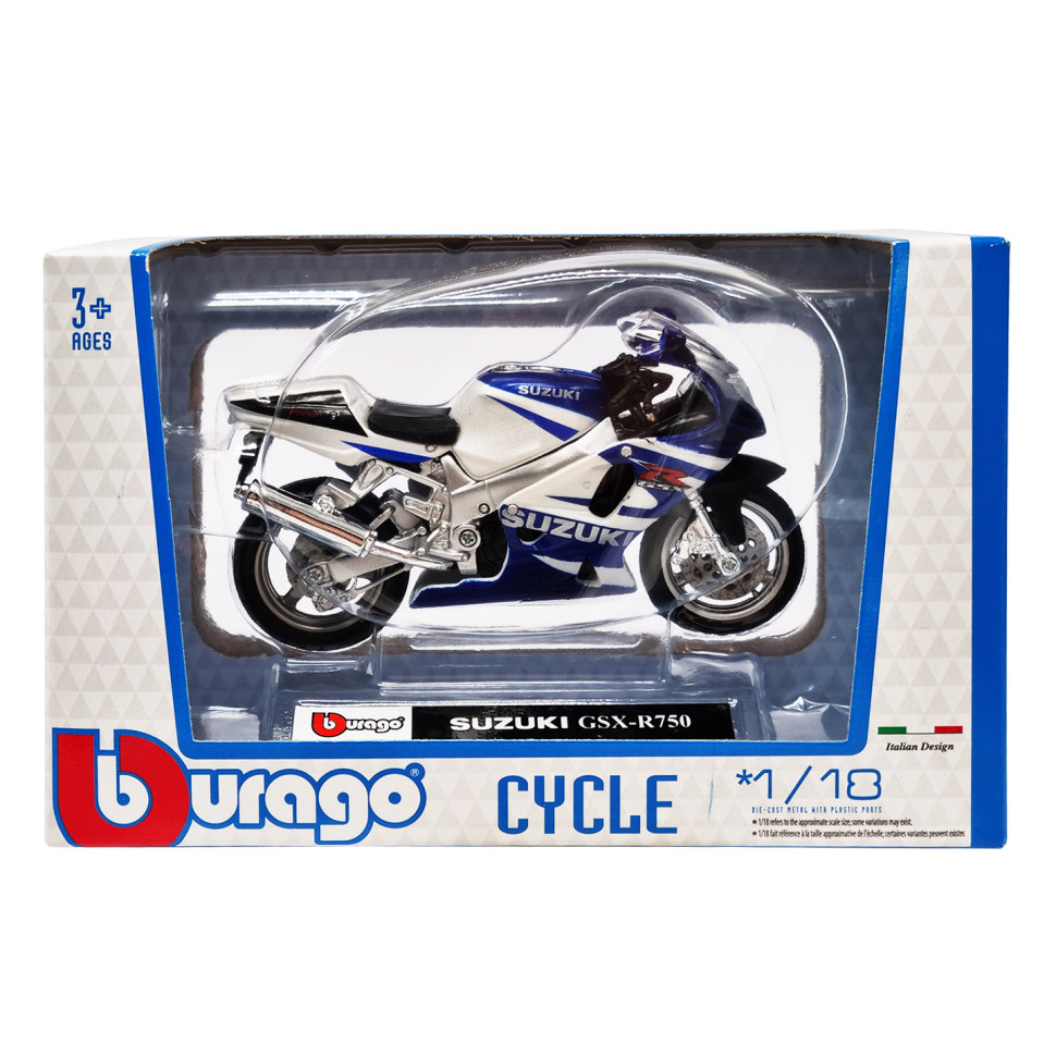 Детская модель Мотоцикла "SUZUKI GSX-R750" Bburago 18-51030-1 масштаб 1:18
