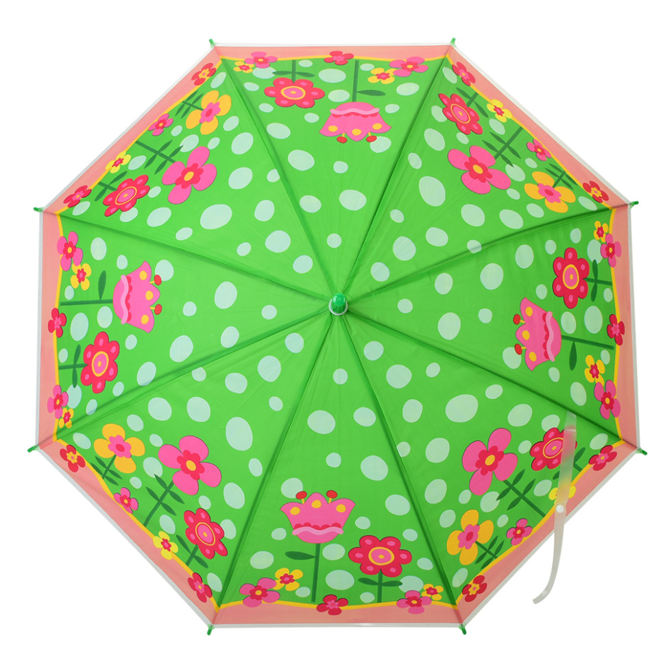 Детский зонтик "Цветы" MK 5887(Green) длина 66 см, трость 60,5 см, диаметр 84 см, спица 48,5 см