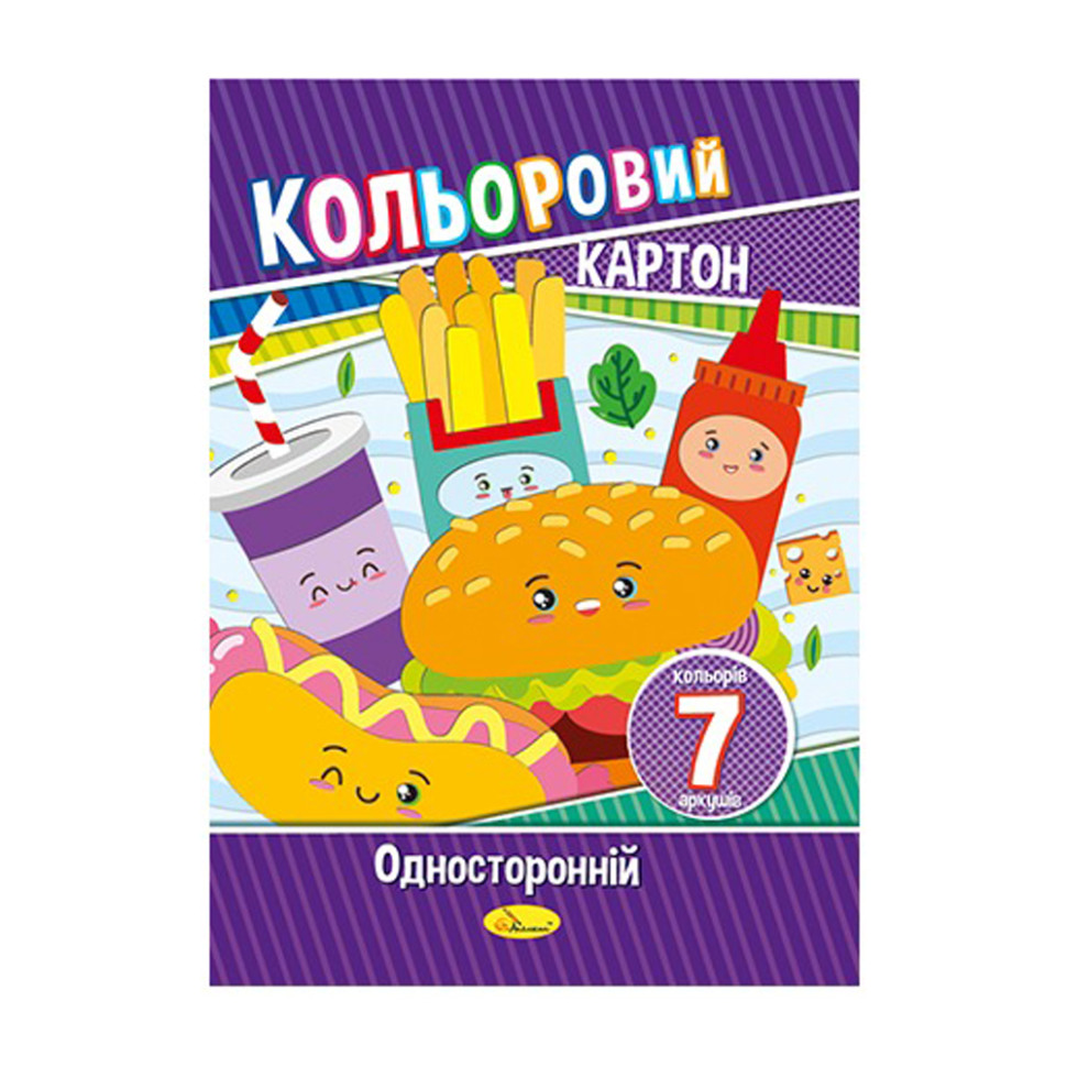 Набор цветного картона А4 АП-1101, 7 листов 230 г/м2 Вид 1