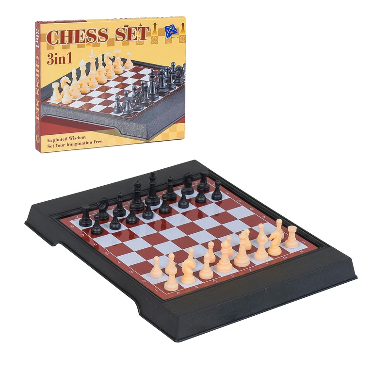 Настольная игра магнитные шахматы 2 в 1 3608, 24,5 x 19,5 см