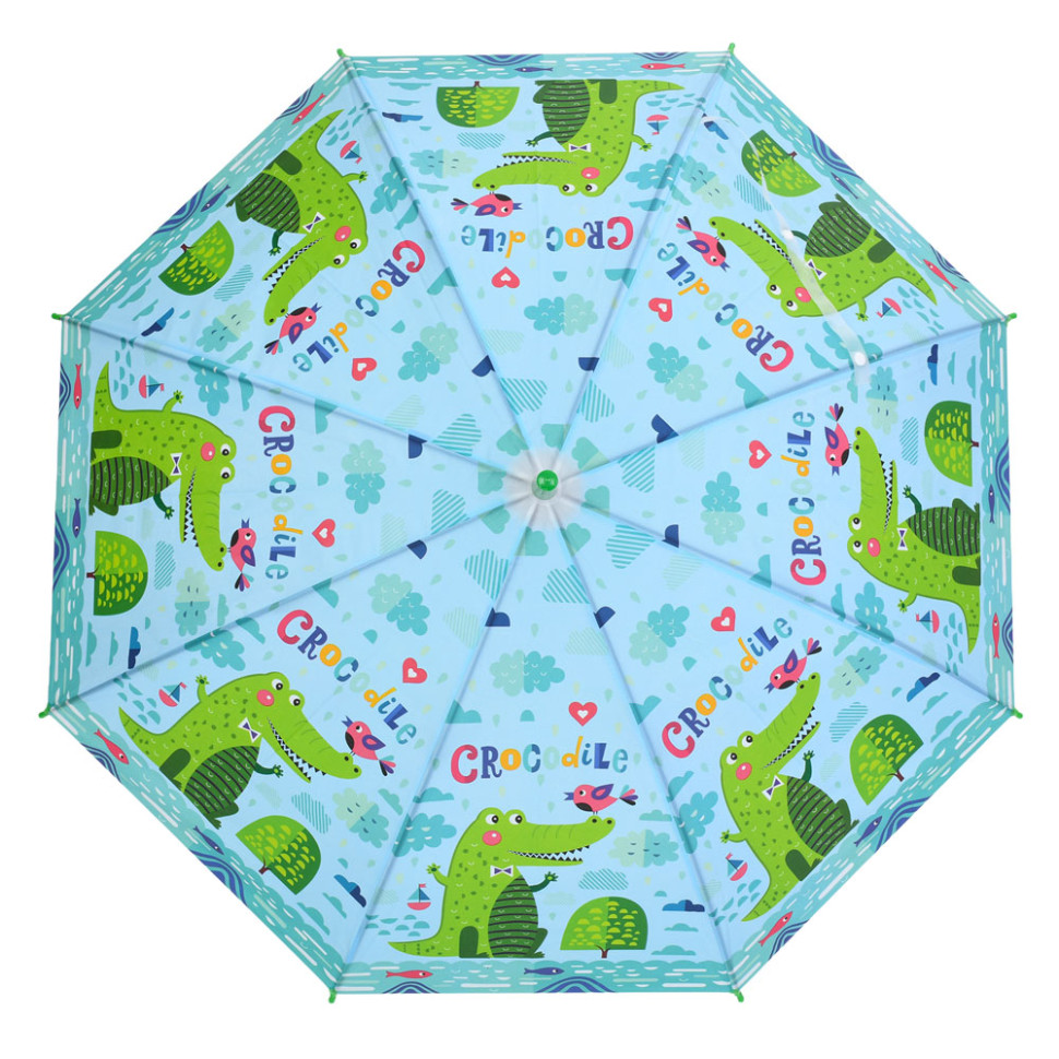 Детский зонтик "Крокодил" MK 5792(Green) длина 65 см, трость 60,5 см, диаметр 85 см, спица 48 см