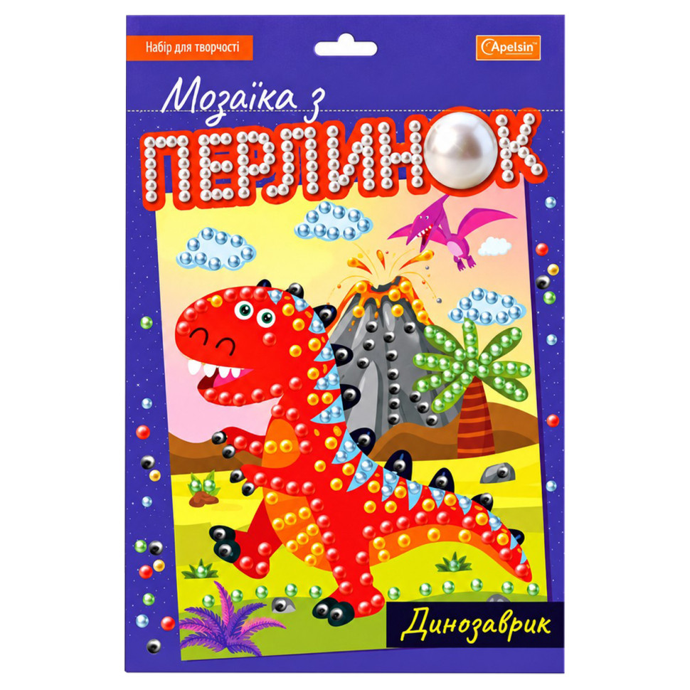 Детский набор для творчества "Мозаика из жемчуга динозаврик" НТ-38-04