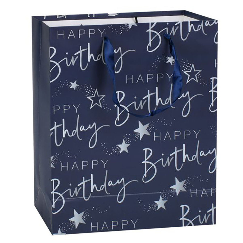 Пакет подарочный Happy Birthday MK 5947-M(Blue) размер 32х25х11 см