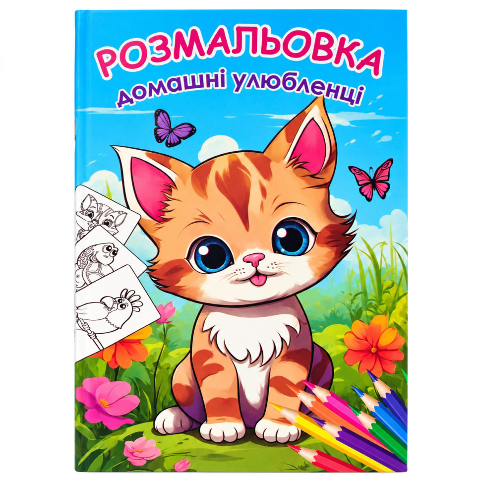 Детская большая раскраска Домашние питомцы 12В-010-4 формат А4, 72 страницы