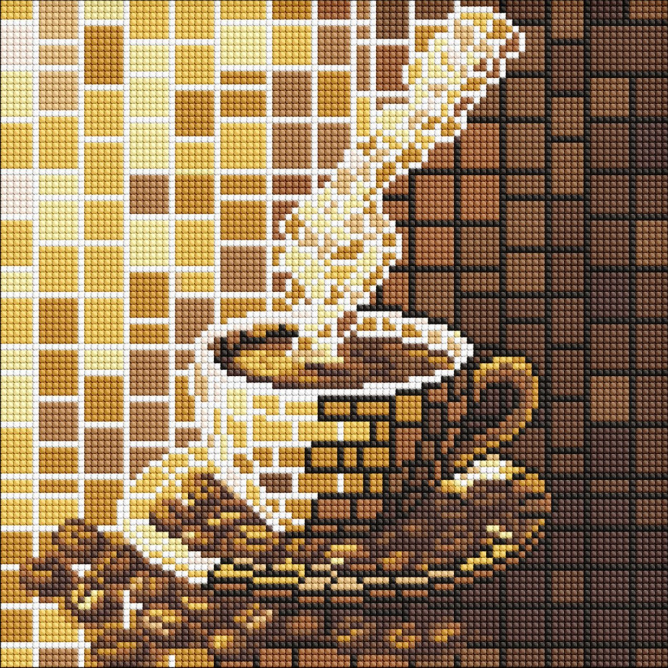 Алмазная мозаика "Витраж. Кофе" AMO8327, 30х30 см