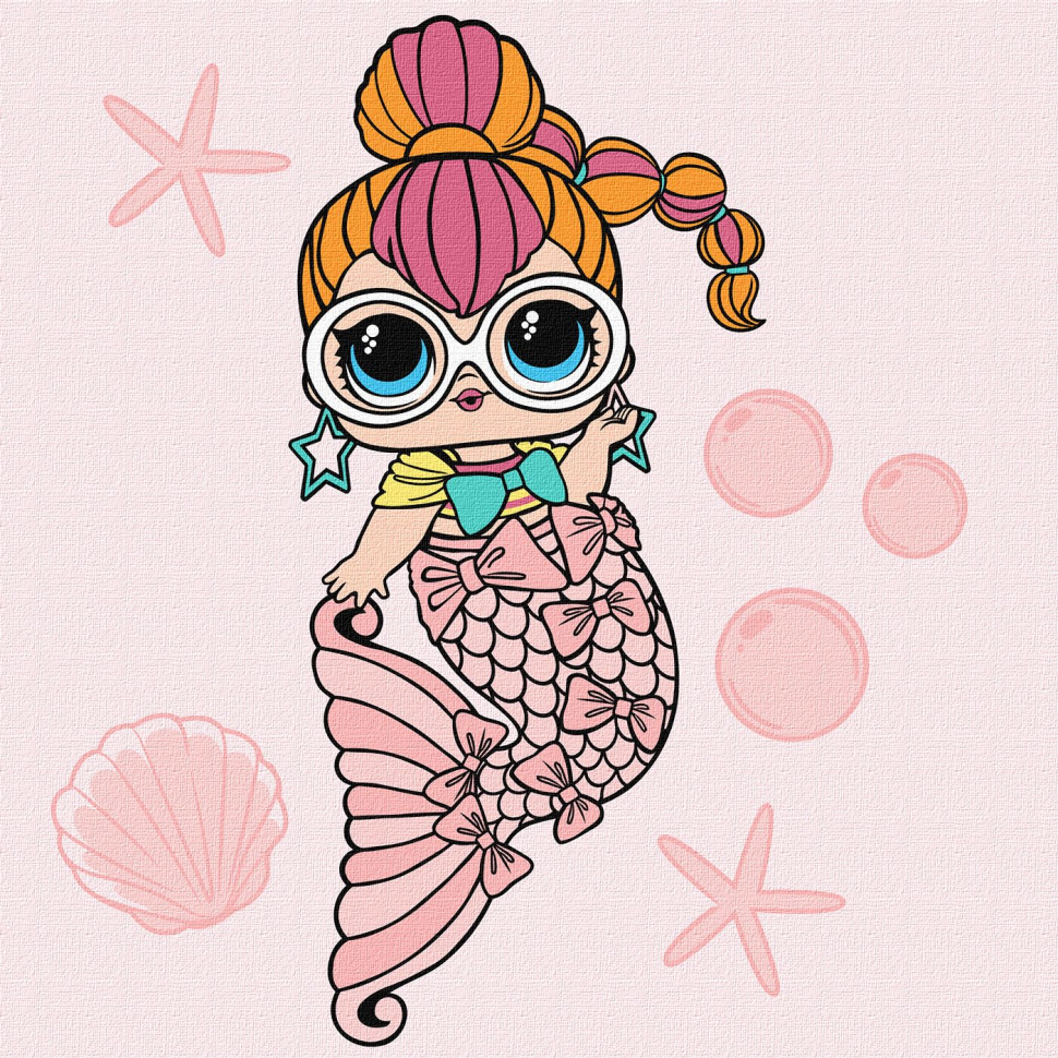 Картина по номерам "L.O.L. Surprise! Mermaids Neon QT" KHO6264, 40х40 см