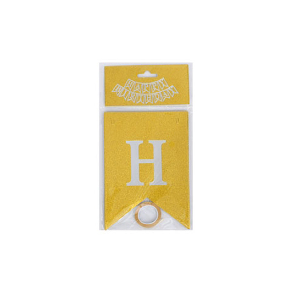 Гирлянда с флажками "Happy Birthday" MK 5955(Gold) золотой