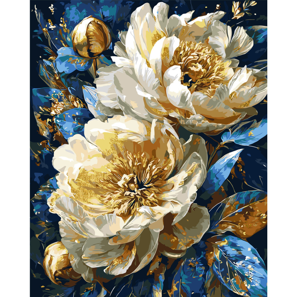 Картина по номерам "Королевские пионы" LW31470-01 с красками металлик 40х50 см