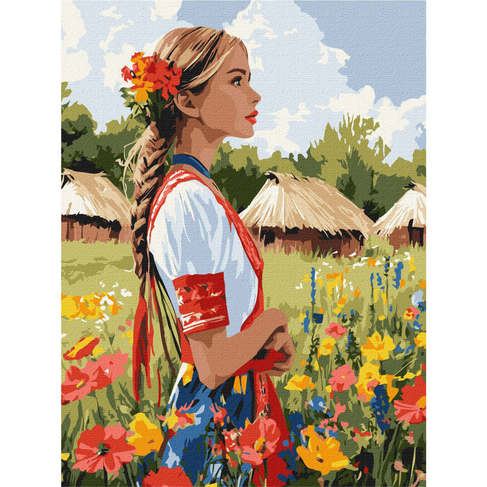 Картина по номерам "Красивая украинка" KHO8485, 30х40 см