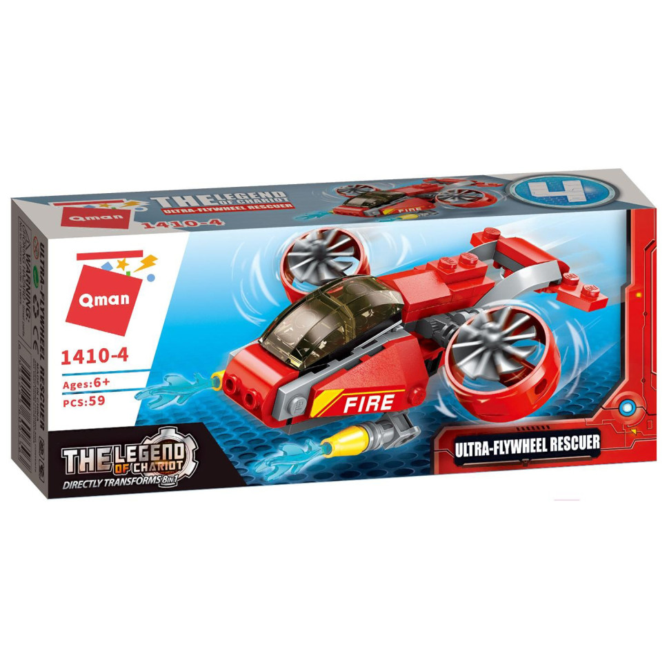 Конструктор Qman 1410-1-8 Пожарная техника, 79 дет Ultra-Flywheel Rescuer