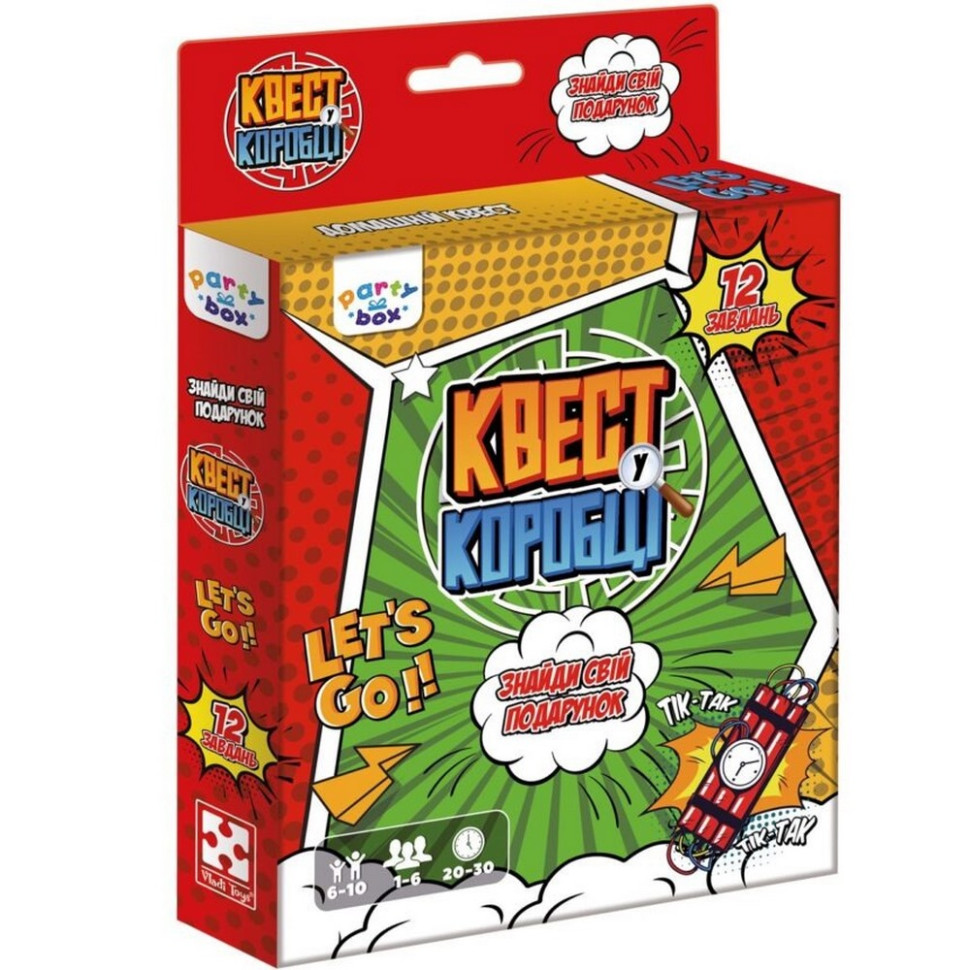 Настольная игра "Квест в коробке Комикс" VT5902-04 инструкция 12 карточек с заданиями