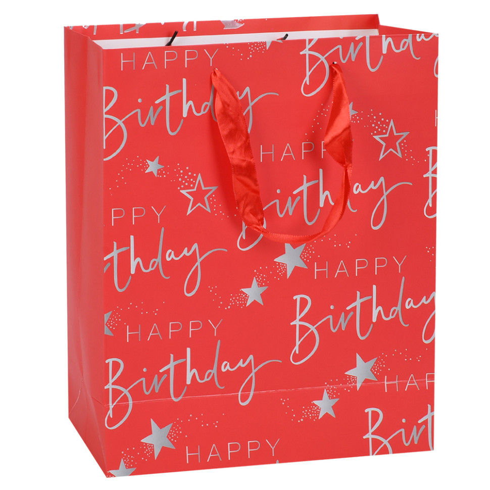 Пакет подарочный Happy Birthday MK 5947-M(Red) размер 32х25х11 см