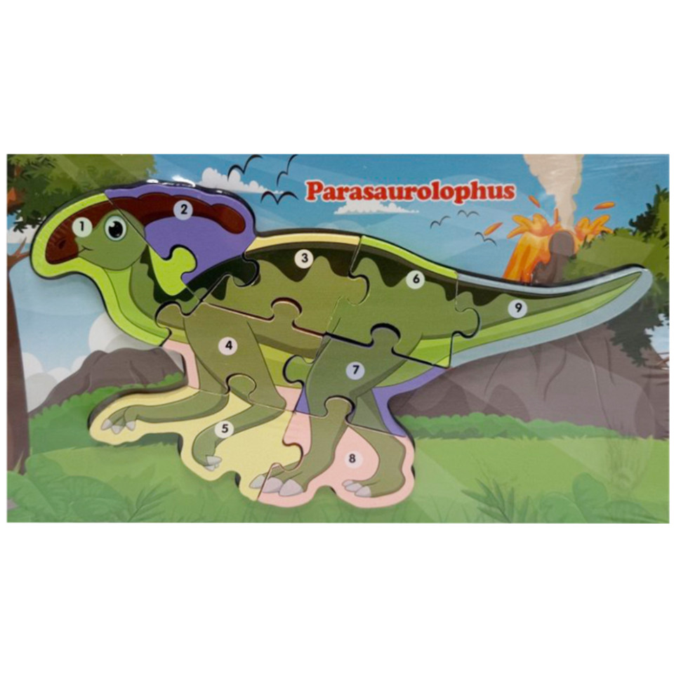 Деревянный пазл-вкладыш "Parasaurolophus" MD 1924-10, 9 элементов