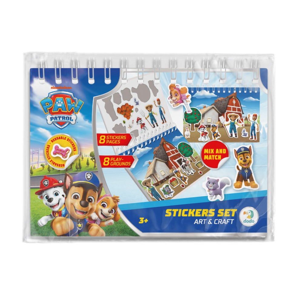 Набор стикеров на пружине "Paw Patrol" 200750, 8 листов многоразовых стикеров