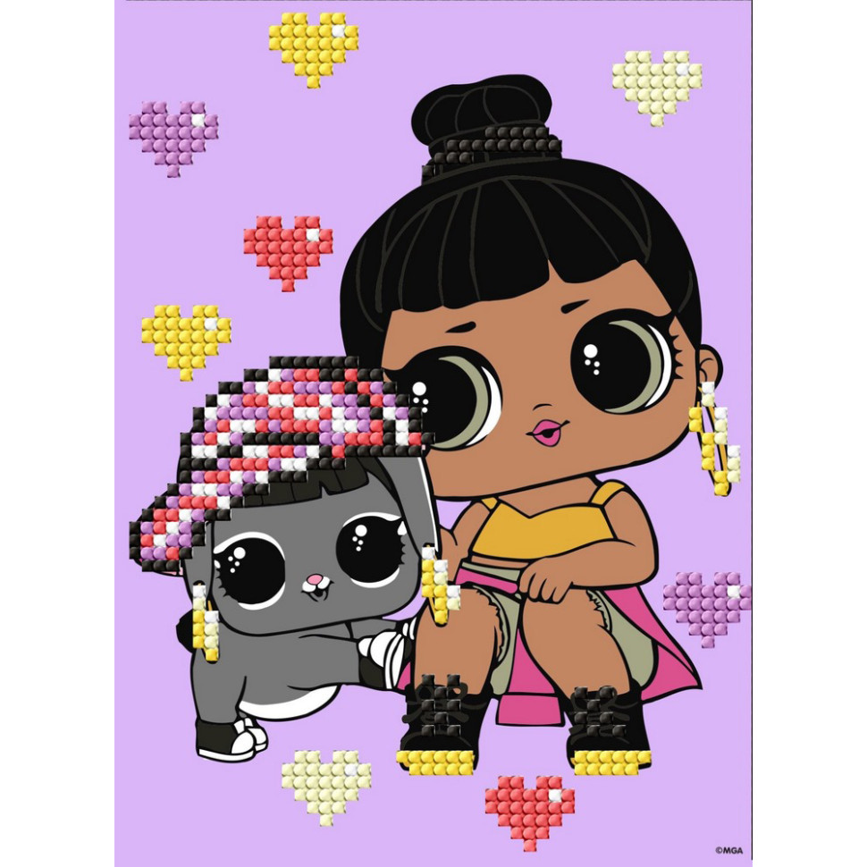 Алмазная мозаика "L.O.L. Surprise! Honey Bun With Bunny Hun" AML1204, 15x20 см