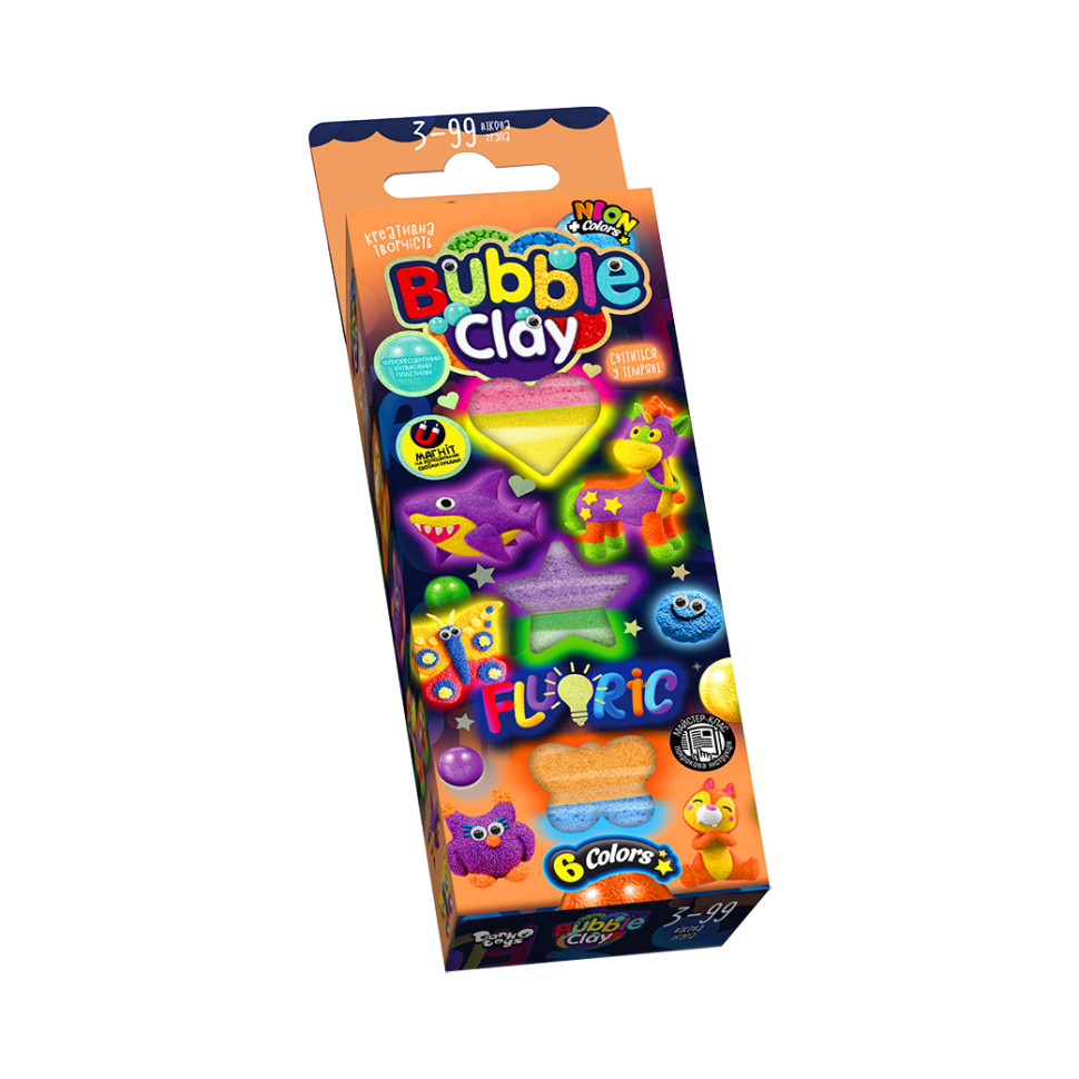 Набор для креативного творчества "BUBBLE CLAY "FLUORIC" BBC-FL-6-01U Укр BBC-FL-6-01U
