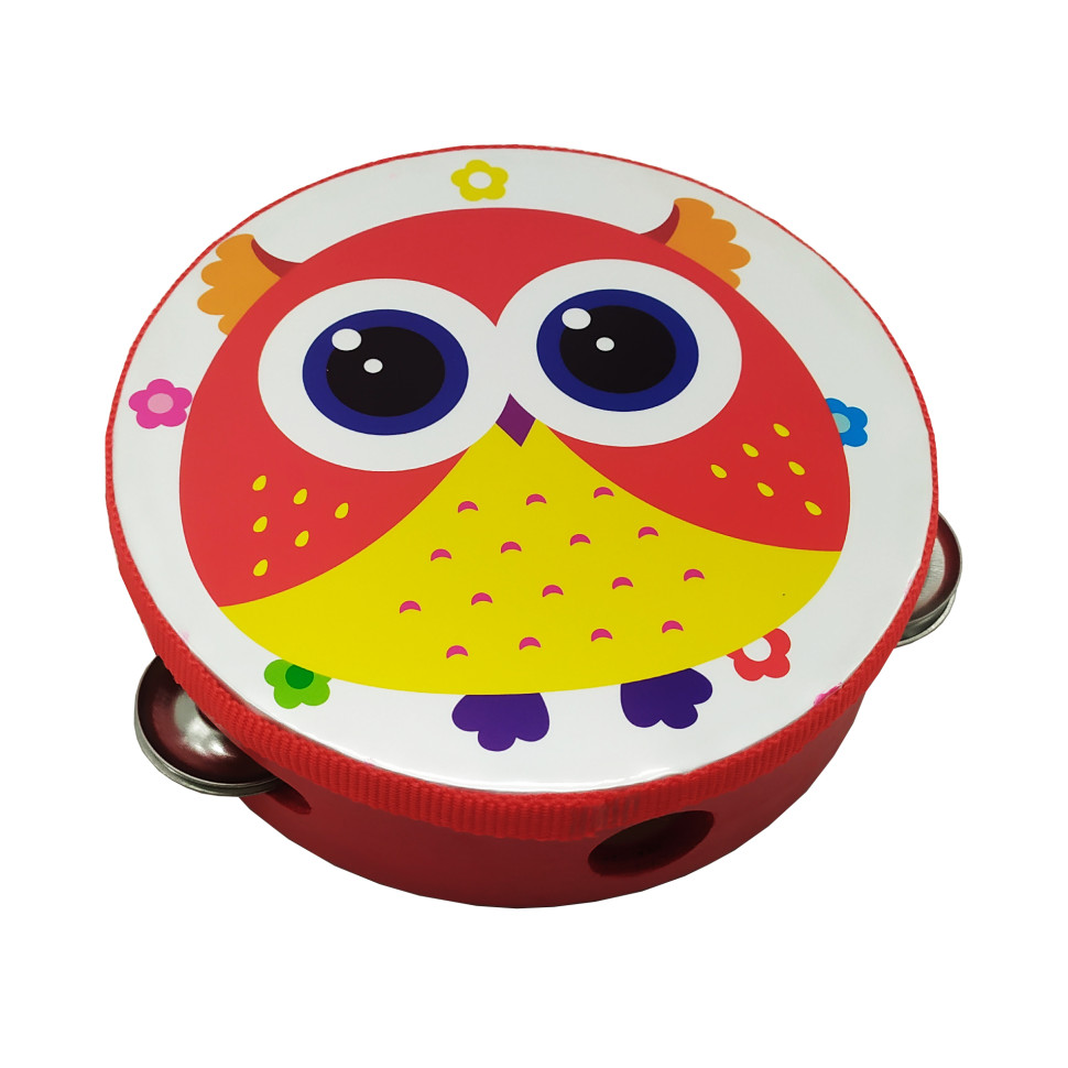 Деревянная игрушка Бубен MD 0367-19-30 диаметр 15 см Сова