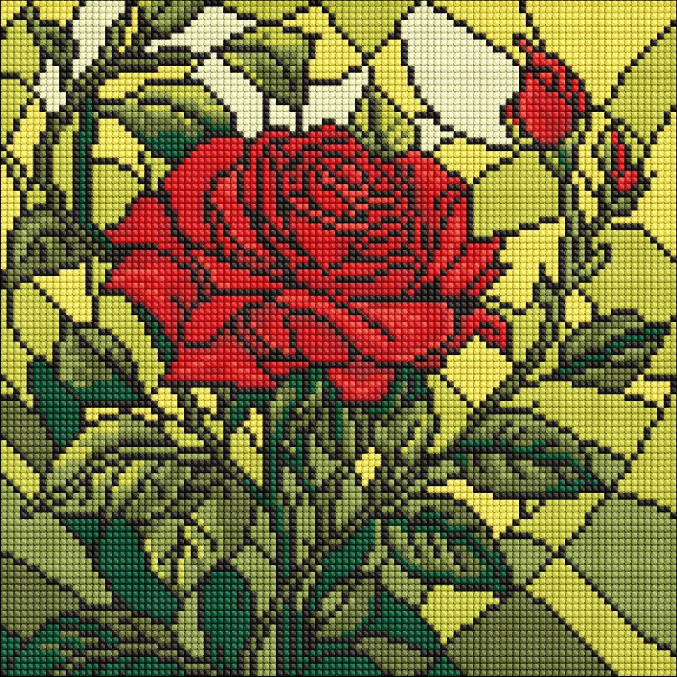 Алмазная мозаика "Витраж. Роза" ©art_selena_ua AMO8321, 30х30 см 