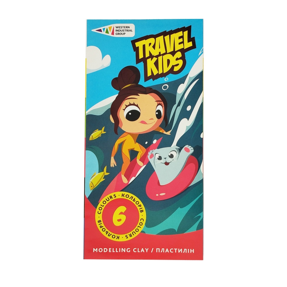Детский пластилин "Travel Kids" 331008/TK восковый, 6 цветов по 12 г