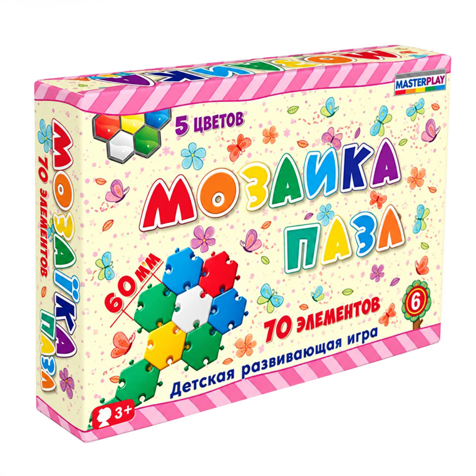 Детская мозаика-пазл №6 1-147, 70 деталей ?60мм 