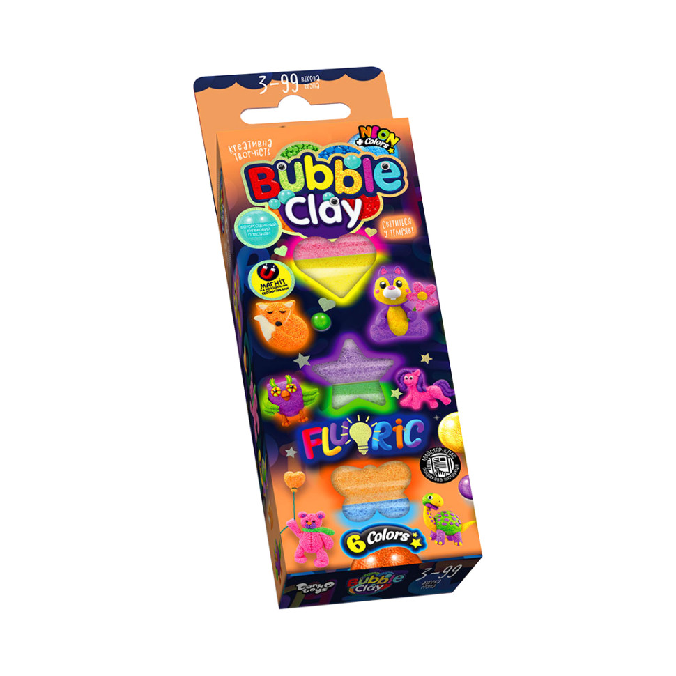 Набор для креативного творчества "BUBBLE CLAY "FLUORIC" BBC-FL-6-01U Укр BBC-FL-6-02U